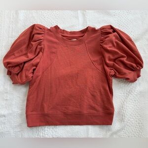 Maeve By Anthropologie Puff Short Sleeve Red Top Women’s Shirt Size Small S
